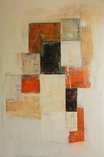 Abstract geometrisch schilderij met dynamische lijnen