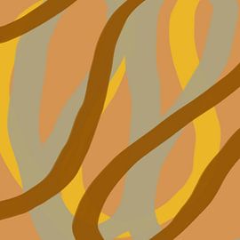 Bunte und verspielte moderne abstrakte Linien in Gelb und Grün von Dina Dankers