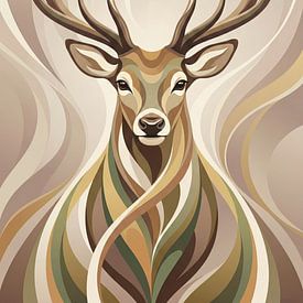 Majestueus hert in aardetinten van Max Steinwald