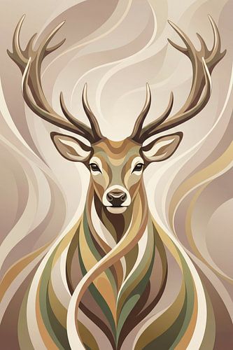 Majestic stag in earth tones by Max Steinwald
