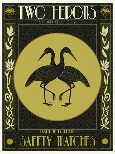 Two Herons Safety Matches Made in Holland