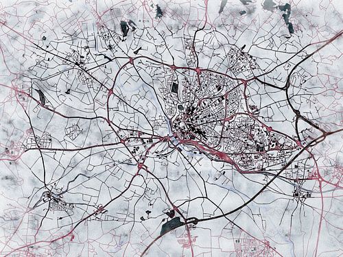 Kaart van Béziers in de stijl 'White Winter'