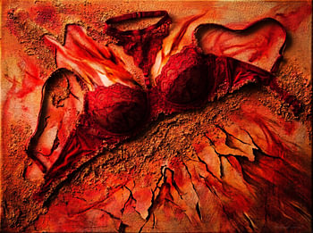 & ’s ‘Karminspitze’ – An abstract volcanic relief still life (fine art wall hanging)