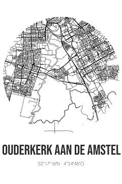 Ouderkerk aan de Amstel (North-Holland) | Carte | Noir et blanc sur Rezona