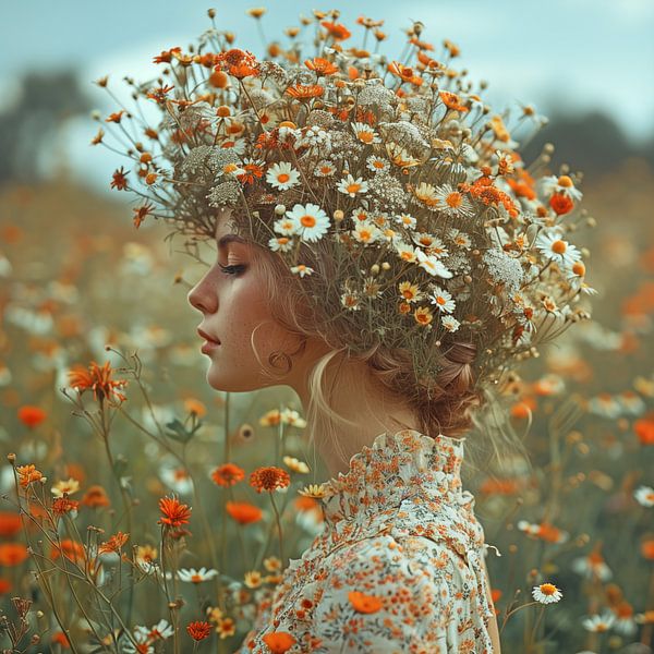 Veldbloemen portret van Koffie Zwart