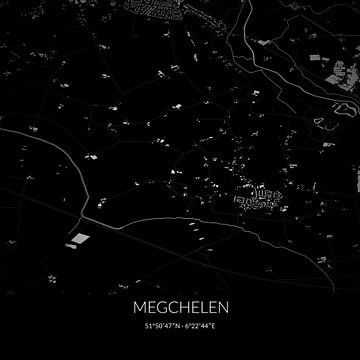 Carte en noir et blanc de Megchelen, Gelderland. sur Rezona