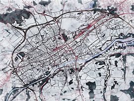 Karte von Wels im stil 'White winter'