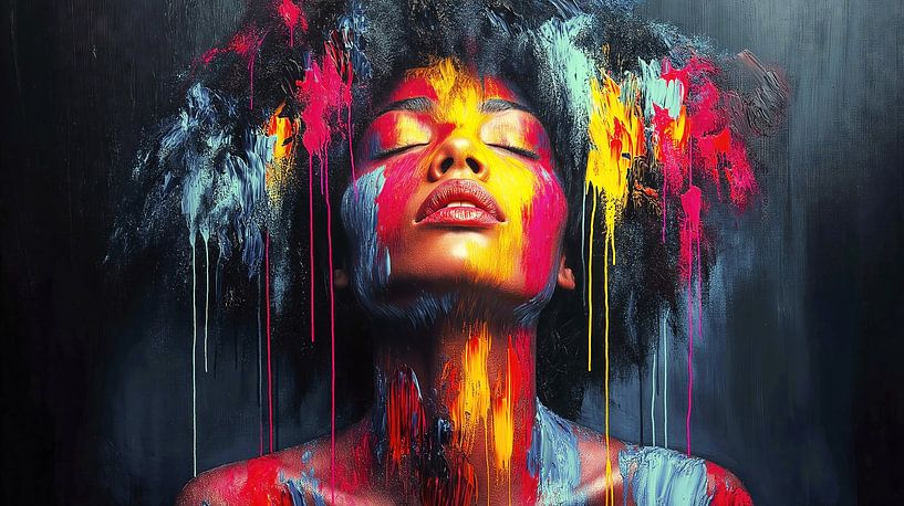 Portret met gekleurd druppeleffect van Frank Heinz