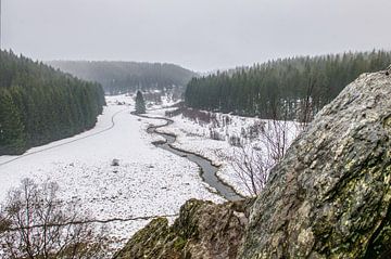 Le rocher du Bieley dans la neige