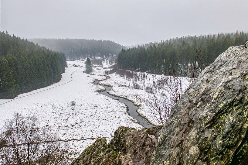 Le rocher du Bieley in de sneeuw van Jim De Sitter