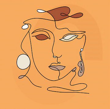 Line-art face van Gisela - Art for you