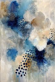 Abstract Painting - Blue Beige Dreamy and Elegant by Joriali Abstract