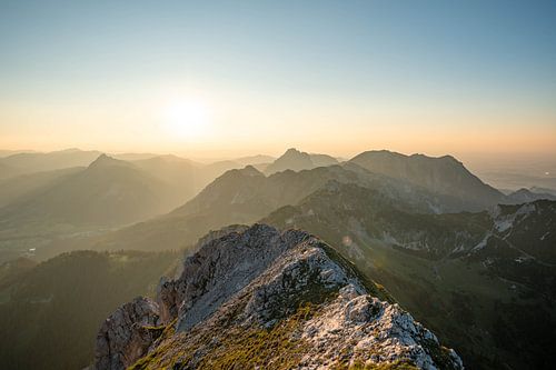Uitzicht op de Tannheim & Allgäuer Alpen bij zonsondergang