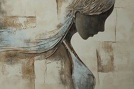 Frauenporträt | Serene Silhouette in Blau von Wunderbare Kunst