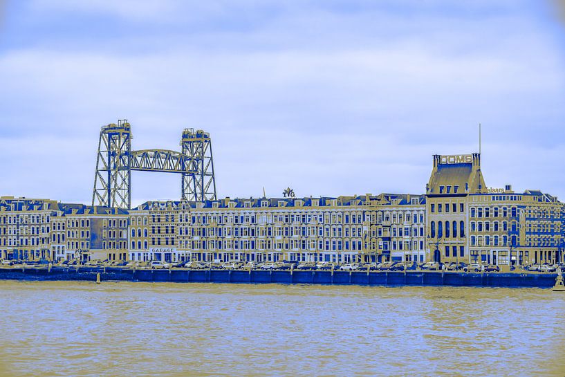 Rotterdam - Willemsbrug en omgeving - Maaskade in blauw tinten by Ineke Duijzer