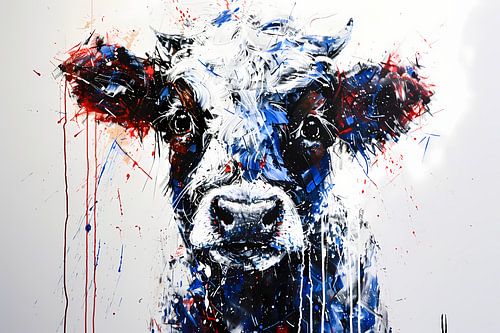 Abstracte schilderij van dynamische koe