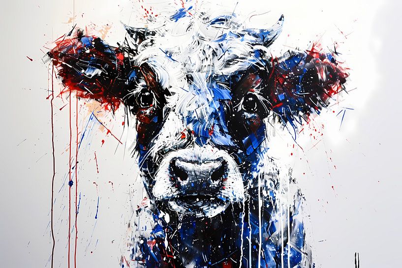 Peinture abstraite d'une vache dynamique par Art & Soul Creations