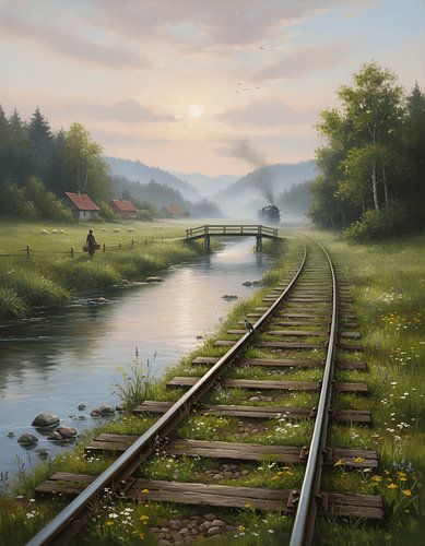 Clear River Crossing met oude spoorrails
