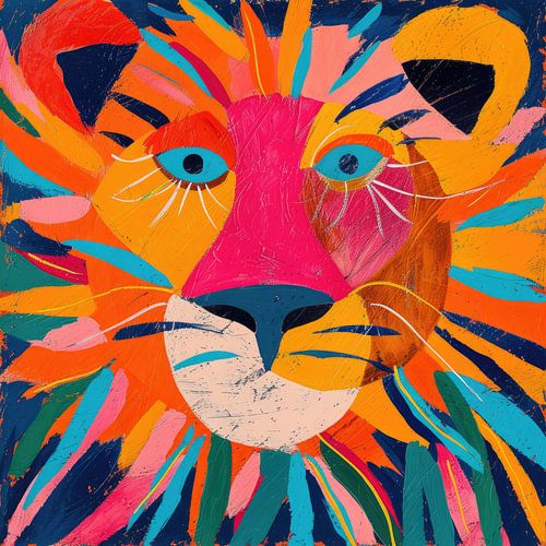 Leeuw Posterafdruk Kleurrijk