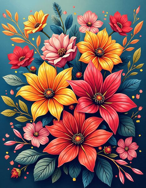 Stralende bloei: Een symfonie van levendige bloemsierkunst van Artistic
