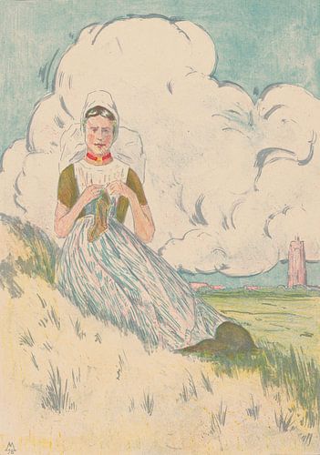 Simon Moulijn, Breiend Zeeuws meisje, 1918