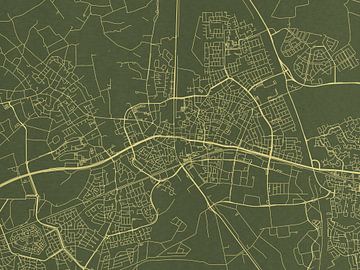 Carte de Helmond en or vert sur Map Art Studio