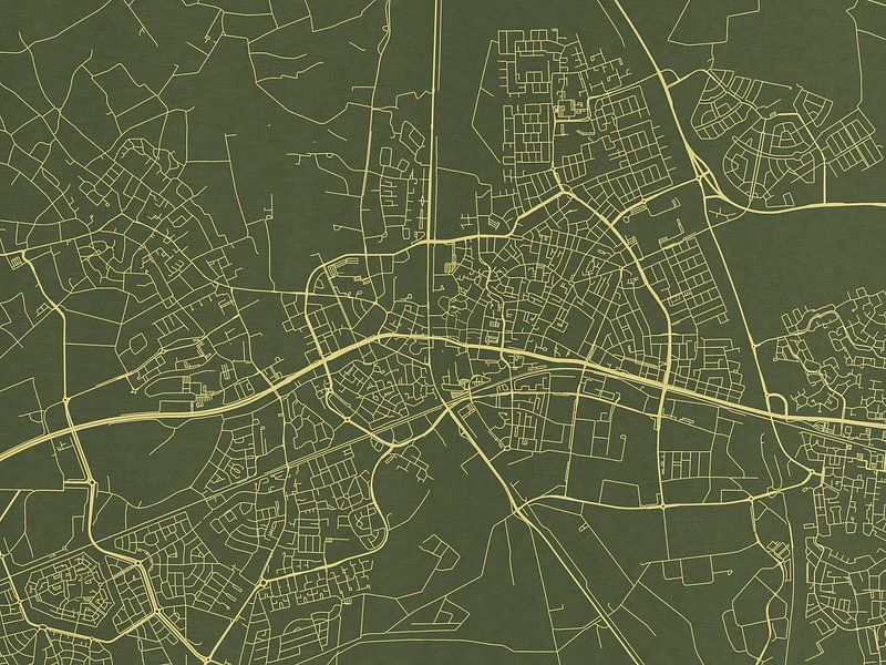 Map of Helmond in Green Gold by De Kaartenwinkel
