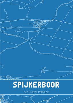 Blauwdruk | Landkaart | Spijkerboor (Noord-Holland) van Rezona