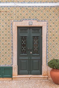 Groene deur en Portugese tegeltjes in Ericeira | Reisfoto van Expeditie Aardbol