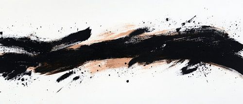 Dynamischer Pinselstrich in Schwarz und Beige