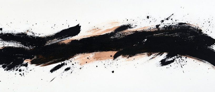 Dynamic brushstroke in black and beige by Poster Art Shop