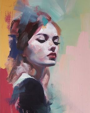 Modern, kleurrijk portret van Carla Van Iersel