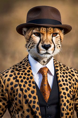 Stijlvolle cheetah in pak