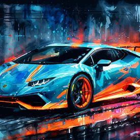 Lamborghini Huracán STO aquarel neon van MIROKKU