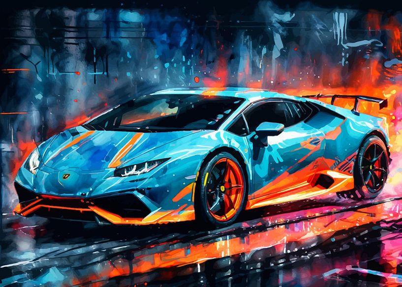 Lamborghini Huracán STO Aquarell Neon von MIROKKU