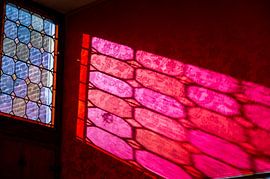 Stained glass reflection on velvet by Werner Lerooy