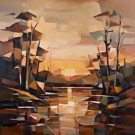 Trees, Cubism, Abstract by FoXo Art