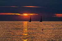 Magical sunset in the Warnemünde seaside resort