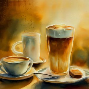 Stillleben mit Kaffee und Latte Macchiato | Ein Moment für sich selbst von MadameRuiz