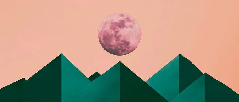 Violet moonlit nights over green peaks by Poster Art Shop