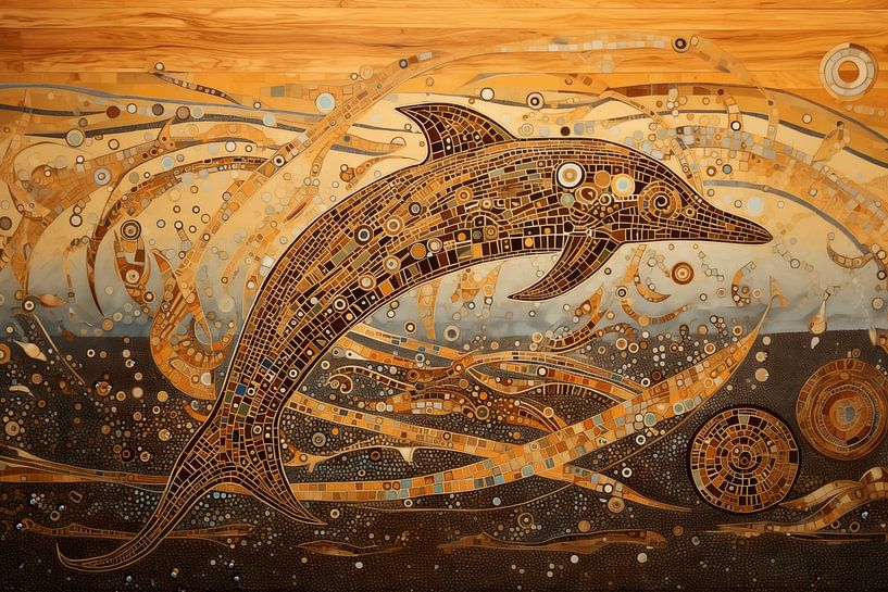 Springender Delphin in Mosaik von Whale & Sons