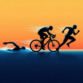 Triathlon Silhouet – Zwemmen, Fietsen, Rennen in Beweging van Zeger Knops