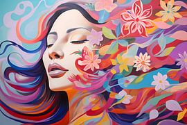 Feminine beauty in a sea of flowers by Art & Soul Creations