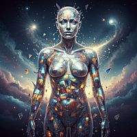 Mosaic Female Figure in Celestial Background