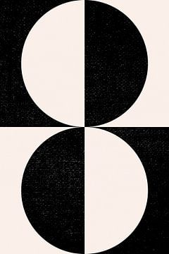 Zwart-wit minimalistische geometrische poster met cirkels 1 van Dina Dankers