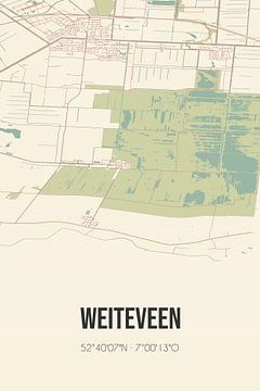 Vintage landkaart van Weiteveen (Drenthe) van Rezona