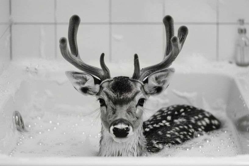 Deer in the bathroom - An enchanting bathroom picture for your WC by Poster Art Shop