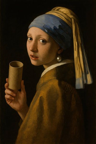 Jeune fille portant une boucle d'oreille en perle et habillée de manière traditionnelle par Poster Art Shop