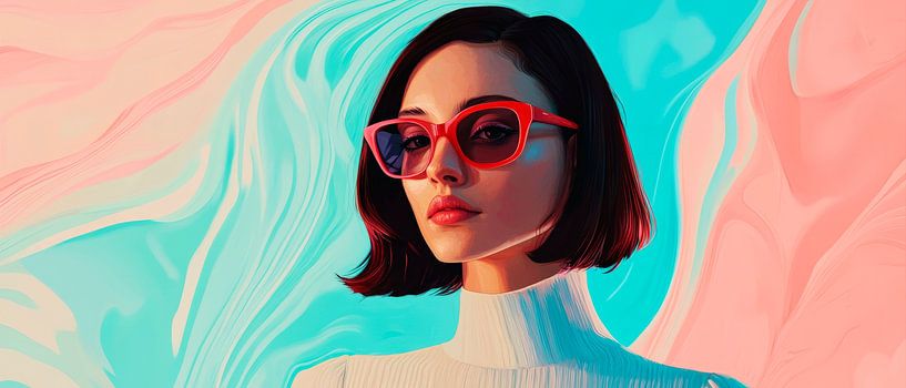 Modern woman with colourful sunglasses by Poster Art Shop