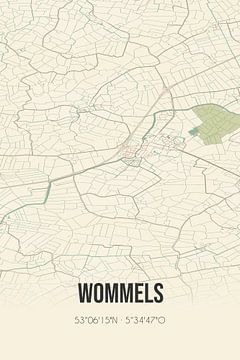 Vintage landkaart van Wommels (Fryslan) van MijnStadsPoster